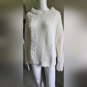 Express Ivory Textured Knit Sweater